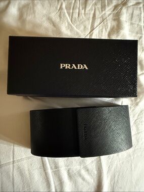 Prada Black Saffiano Leather Eyewear Case with Box